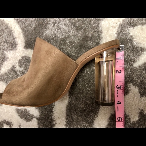 ZARA Suede slip on sandals with methacrylate heels - Picture 6 of 7